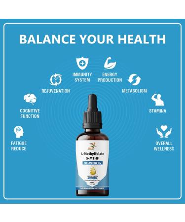 L-Methylfolate 15mg + Methyl B12 Liquid Drops High Potency Sublingual Formula with Natural Berry Flavor Active 5-MTHF & Bioactive B12 for Mood Cognitive Health & Methylation Support (2oz) - Buy Online on GoSupps.com