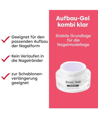 Emmi Nail Studioline Setup-Gel Kombi Clear | LED UV BauGel for Geln gel | Natural Nail Reinforcement | Medium Viscosity & Self-Smoothing | 30ml (1 Pack) - Shop Now! - Buy Online on GoSupps.com
