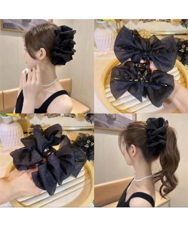 LONGLUAN Bow Bubble Clips Chiffon Silk Bubble Bow Hair Claw Jaw Clip Layered Bubble Mesh Tulle Fluffy Hair Clips Large Claw Clips for Thick Hair (2pcs-B) - Buy Online on GoSupps.com