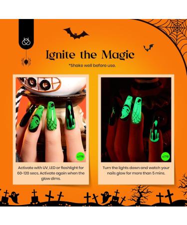 Beetles Halloween Gel Nail Polish Set - 6 Colors Witches Spellbook Collection with Stickers & Rings | Shimmer Pink Purple & Orange for Parties & Gifts - Buy Online on GoSupps.com