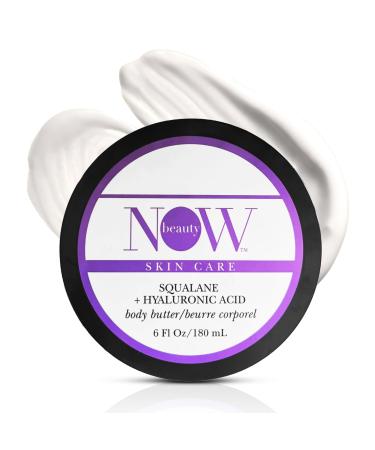 Squalane Body Butter - Squalane and Hyaluronic Acid Body Lotion with Hydrating Coconut Oil and Shea Butter - Luxurious Moisturizing Non-Greasy Cream for Dry Skin - 6 oz 6 Ounce (Pack of 1)