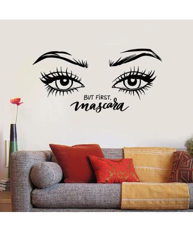 ERIJR Mascara wall appliqu beautiful eyelashes eyebrow eye cosmetic vinyl window sticker powder room beauty salon interior decoration 42x84 cm