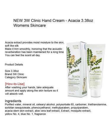 Buy 3W Clinic Moisturising Acacia Hand Cream - 100ml | Hydrating Hand Care | International Shipping Available - Buy Online on GoSupps.com