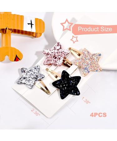 Cute Star Metal Snap Hair Clips - Set of 16 | Sparkly Fashion Barrettes for Women & Girls | No-Slip Accessories for Parties & Birthdays - Buy Online on GoSupps.com