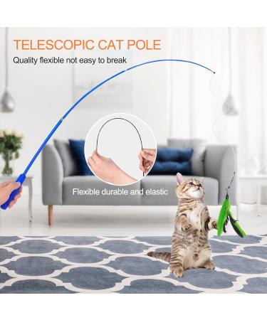 Fousenuk 12-Pack Cat Toys - Extendable Fishing Rod with Springs for Intelligent Play - 31cm to 83cm - Perfect for Cat Employment - Buy Online on GoSupps.com