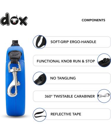 Ddoxx Reflective Extendable Dog Leash - Many Colors & Sizes for Small & Large Dogs | Retractable Belt Leash - 5m Up to 50kg Blue - Buy Online on GoSupps.com