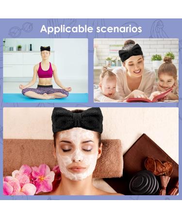 Women's Molain Spa Headband - Black Bowknot Coral Fleece Elastic Hair Band for Makeup, Face Washing, Shower, Sports - Beauty Skincare Accessory - Buy Online on GoSupps.com