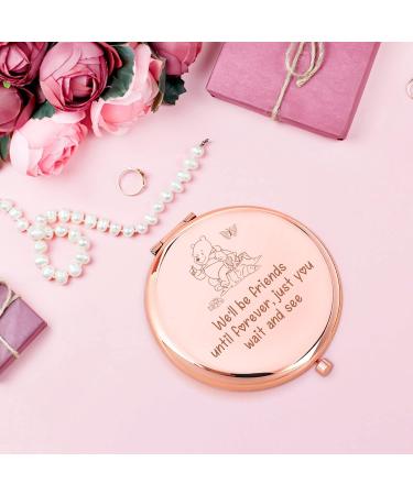 LRUIOMVE Funny Rose Gold Engraved Travel Makeup Mirror - Ideal Gift for Women, Friends, Sisters - Compact Pocket Cosmetic Mirror - Buy Online on GoSupps.com