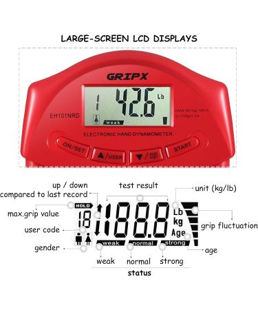 GRIPX Digital Hand Dynamometer - Grip Strength Measuring Device 198 lbs | Automatic Electronic Detection - Buy Online on GoSupps.com