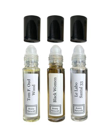 3 Pc Womens Gift Set Fragrance Oil For Women Roll On Body Oil Perfume Samples Fragrance Oil Gift For Her Perfume Oil Sampler Gift Box (Woody)