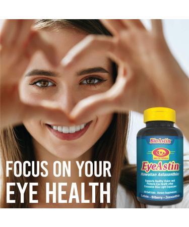 EyeAstin BioAstin Hawaiian Astaxanthin - 60 Gelcaps | Supports Eye Health | Super-Antioxidant | Grown in Hawaii | Black EyeAstin 60 Count - Buy Online on GoSupps.com