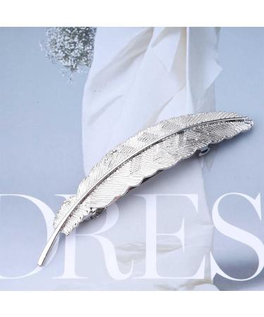 Inilbran Silver Leaf Hair Clip Barrettes Vintage Feather Hair Barrettes Metal Leaf Barrette Head Clips Leaf Hair Pin Clip Decorative Headwear French Hair Accessories for Women and Girls Headdress - Buy Online on GoSupps.com