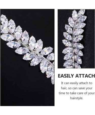 FRCOLOR Rhinestone Hair Clips Crystal Leaf Hair Clip Diamond Hair Barrettes Hair Bang Clamp Decorative Alligator Hair Pins For Women Weddings Bridal Hair Accessories Silver - Buy Online on GoSupps.com