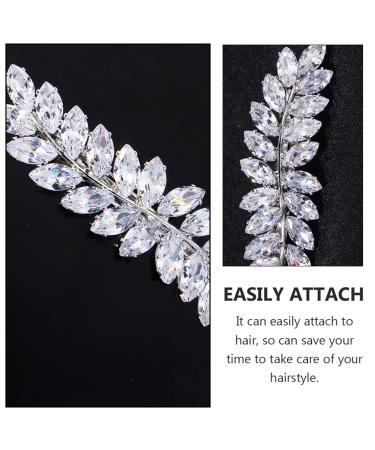 Beaupretty Rhinestone Leaf Hair Clip - Crystal Diamond Wedding Hair Barrette for Women - Silver Bridal Hair Accessory - Buy Online on GoSupps.com