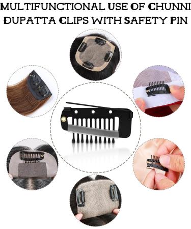 Hair Clips For Women Chunni Clips Metal Hair Clips Wig Grip Dupatta Clips With Safety Pin - Buy Online on GoSupps.com