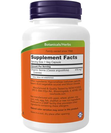 Now Foods Senna Leaves 470 mg - 100 Veg Capsules for Natural Digestive Support - Buy Online on GoSupps.com