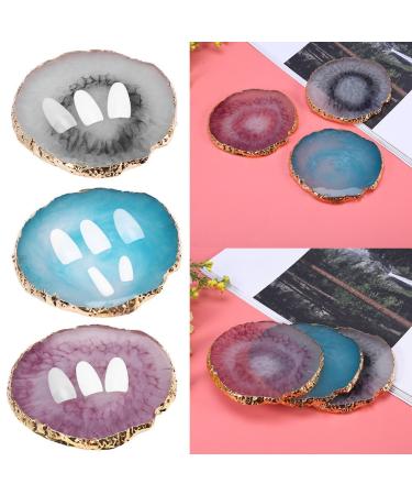 Nail Art Plate Set - Natural Resin Stone Gel Polishing Holder & Color Palette - Rose Red Mixing Set for Stunning Nail Designs - Buy Online on GoSupps.com