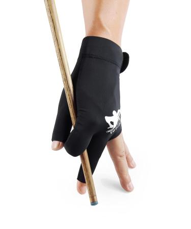 Men Women Quick-Dry Pool Glove Billiard Left/Right Hand Great for Snooker Cue Shooters Carom Sports Black Small/Medium