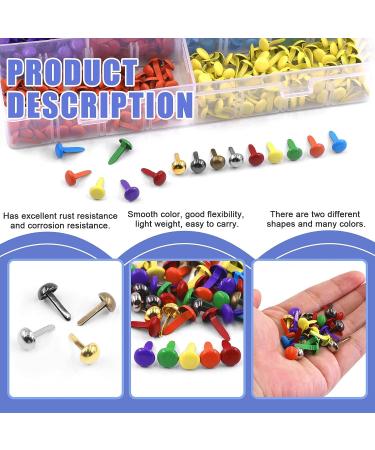 Glarks 1000Pcs 10 Colors Paper Fasteners Brads Metal Mini Brads Assortment Kit 400Pcs 8x15mm Mushroom Head Brads and 600Pcs 8x14mm Round Head Brads for School Classroom Scrapbooking Paper Crafts - Buy Online on GoSupps.com