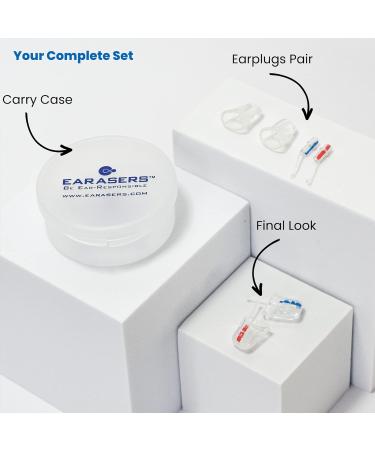 EARasers Reusable Silicone Noise Cancelling Earplugs - 31dB Peak Reduction for Concerts, Musicians, Drummers - Medium (Pack of 2) - Buy Online on GoSupps.com