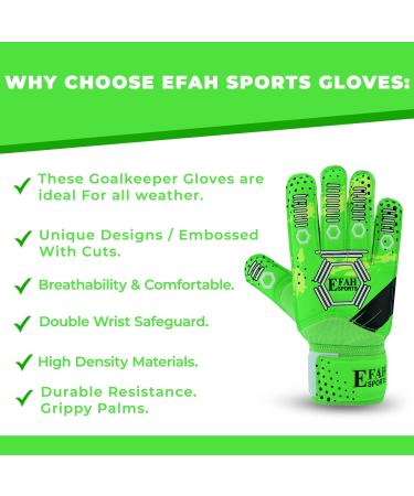 EFAH SPORTS Goalkeeper Gloves for Kids | Super Grip Soccer Gloves for Boys & Girls Size 4 Green - Buy Online on GoSupps.com