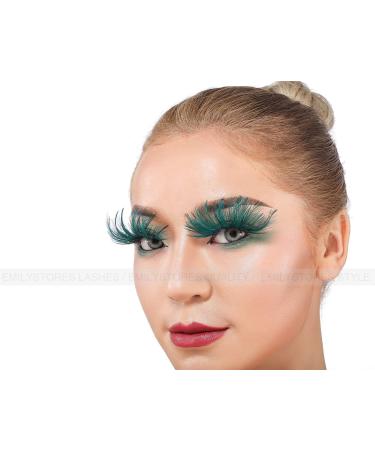 EMILYSTORES Green Faux-Feather Costume Eyelashes - Dramatic Halloween & Party Look (1 Pair - Buy Online on GoSupps.com