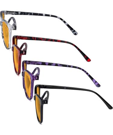 Eyekepper 4 Pack Cat Eye Blue Light Filter Glasses for Women - Anti Glare Computer Reading Glasses - Oversized +0.00 Orange Tinted Blue Light Blocking - Buy Online on GoSupps.com