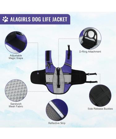 Alagirls Adjustable Dog Life Jacket - Ripstop Water Safety for Swimming & Boating | Purple Size S (40-50cm Chest) - Buy Online on GoSupps.com