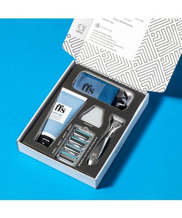 FFS Beauty Unisex Razor Gift Set | Premium Handle 4 Blade Refills & Precision Trimmer | Shave Gel, Shower Holder, Travel Pouch included - Buy Online on GoSupps.com