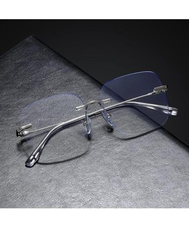 Rongchy Rimless Blue Light Blocking Glasses for Men & Women | Stylish Silver Eyewear for TV Phone Computer & Gaming - Buy Online on GoSupps.com