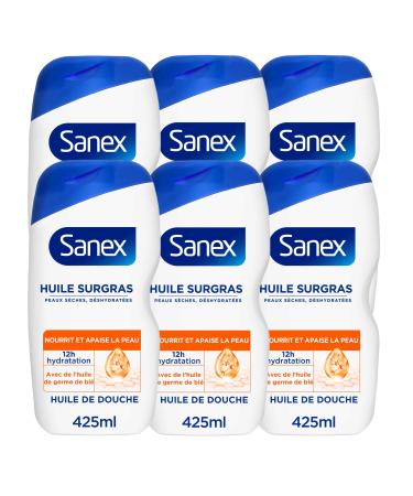 Sanex SANEX - Derma Care Surgras Shower Oil - Hydration 12h - Dry skin - 6 x 425 ml
