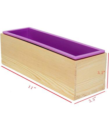 Ogrmar Flexible Rectangular Soap Silicone Mold with Wood Box - DIY Soap Cake Making Tool - 42oz - Purple (2PCS) - Buy Online on GoSupps.com