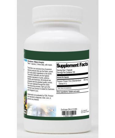 Extra Strength Passion Flower (Passiflora) 4:1 Extract - 450 mg (100 Capsules ZIN: 511269) - Buy Online on GoSupps.com