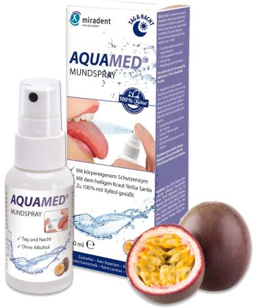 Miradent aquamed Mouth Drying Spray 30ml | Xylitol | Moisture Relief | Fruity Passion Fruit Flavor | Sugar-Free & Alcohol-Free | Tooth Mineralizing - Buy Online on GoSupps.com