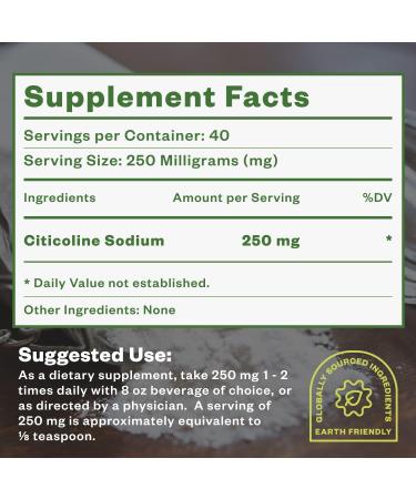Purisure CDP Choline Powder, 10g, CDP Choline Supplements That Support Attention, Focus, and Energy, Citicoline Powder for Cognitive Function, Increases Motivation and Productivity, 40 Servings 0.35 Ounce (Pack of 1) - Buy Online on GoSupps.com