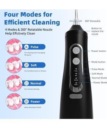 Mouth Shower Water Flosser - 4 Modes 8 Nozzles IPX7 Waterproof 310ml Portable & USB Rechargeable - Perfect for Home & Travel - Buy Online on GoSupps.com