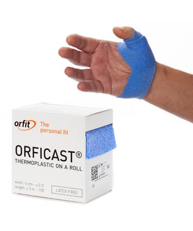 Orficast by Orfit Easy-Form Splinting Material Heat-Activated Thermoplastic Tape for Trigger Finger  Thumb  Arthritis Pain Relief  Hand Support 2  x 9   Blue  One Roll
