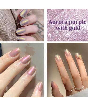 Pearl Nail Polish Nail Varnish - Long Lasting Peeling Off Nail Polish - Mermaid Shell Quick Dry Holographic Nail Polish - No UV Needed Non Toxic Water Based Formula for Women Girls Teens(Gold Purple) - Buy Online on GoSupps.com