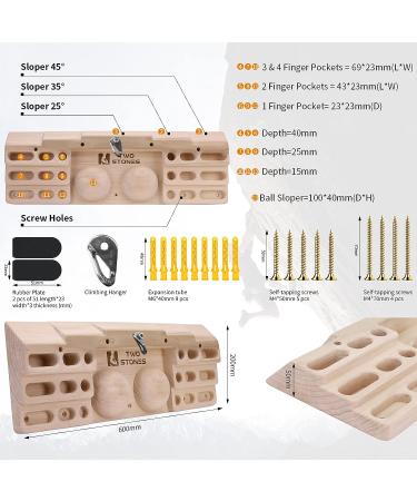 Wooden Hangboard Rock Climbing Pull Up Bar | TWO STONES CJ-HB2003 - Buy Online on GoSupps.com