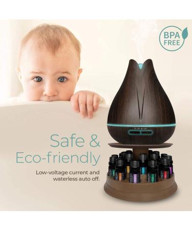 Aromatherapy Essential Oil Diffuser Gift Set with 20 Oils - 400ml Ultrasonic Diffuser, Rotating Stand - 4 Timer, 7 Light Settings - Buy Online on GoSupps.com