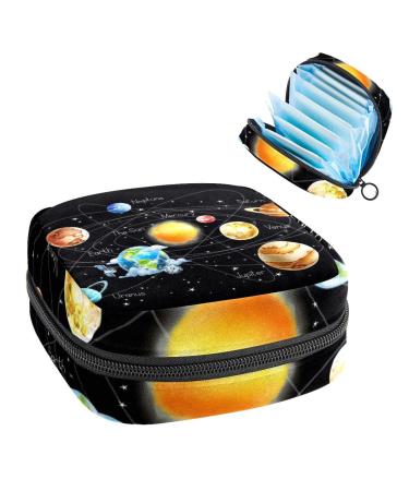 Sun system Planet Women's bonds Storage Pocket Feminine menstrual cup bags Stillpad holder tampon pockets portable period bag for women teenage girls 1 piece multicolored 15