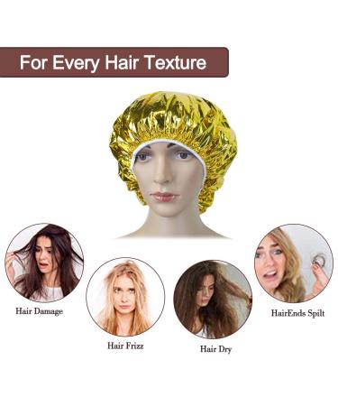 Wanxida 4 Pieces Aluminum Heat Cap - Waterproof Thermal Hair Cap for Nourishing Treatments | Gold & Silver | Ideal for Salon & Home Use - Buy Online on GoSupps.com