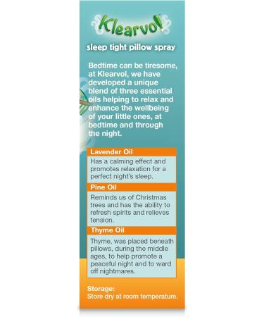 Klearvol Sleep Tight Pillow Spray - Natural Vapours for Sweet Dreams | 50ml | Ages 3+ | Lavender, Pine, Thyme Essential Oils - Buy Online on GoSupps.com