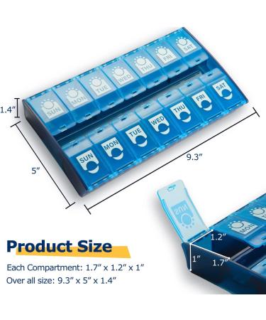 XL Large 2-Times-a-Day Pill Organizer | Weeklly AM PM Box | 7-Day Vitamin Case | Jumbo Medication Container | Black-White - Buy Online on GoSupps.com