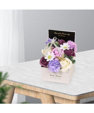 Soap Flower Gift Box - Realistic Artificial Flower Bath Soap for Valentine's Day & Thanksgiving | Purple 12cm x 12cm x 18cm - Buy Online on GoSupps.com