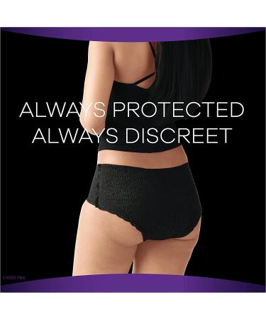 Always Discreet Boutique Incontinence & Postpartum Underwear, Large, Black - 20 Count - Buy Online on GoSupps.com