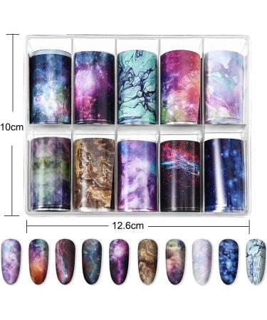 30 Colors Nail Foil Transfer Sticker Kalolary Big Size Holographic Flower Starry Sky Metallic Nail Art Stickers Tips Wraps Foil Transfer Adhesive Glitters DIY Nail Decoration(10 rolls each box.) - Buy Online on GoSupps.com