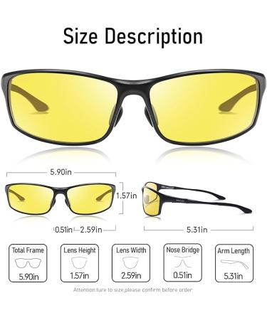 Bircen Night Vision Glasses for Driving | HD Anti Glare Al-Mg Frame | Men and Women | B-Black Frame Night Vision Lens - Buy Online on GoSupps.com