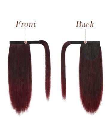 Buy Fine Ponytail Extensions | Smooth Long Clip-in Hair Extensions | Black & Burgundy Tips | 30 cm for Women - Buy Online on GoSupps.com