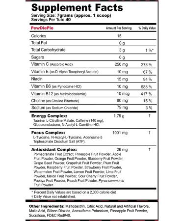 G Fuel PewDiePie Lingonberry Energy Powder 9.8 oz Tub - 40 Servings | Natural Energy and Focus Supplement - Buy Online on GoSupps.com
